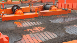 Atlas Dewatering Road crossing panels to allow traffic of cars to move across as they do bypass of pipes