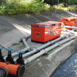 Atlas Dewatering Company pumps in a creek bypass